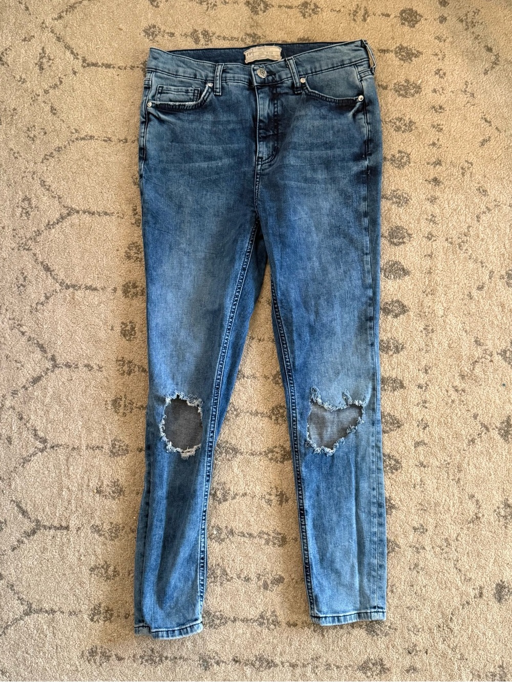 Free People Skinny Mid Rise Busted Knee Jeans Women's 29-R Distressed